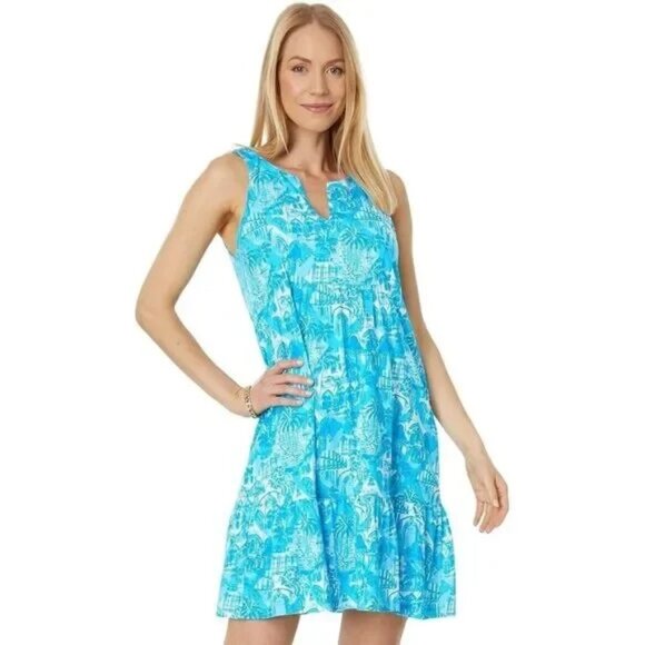 Lilly Pulitzer Lindy Dress Amalfi Blue Sunny State of Mind - Size Small NWOT - Picture 4 of 12